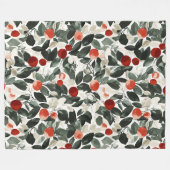 Kerst groene rode bessen fleece deken (Voorkant (Horizontaal))