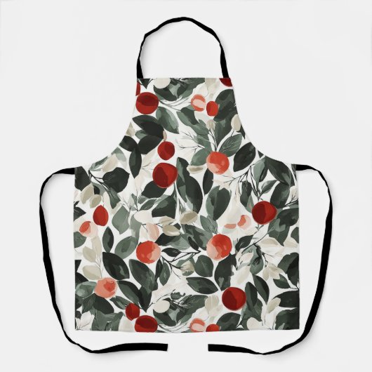 Kerst groene rode bessen schort (Voorkant)