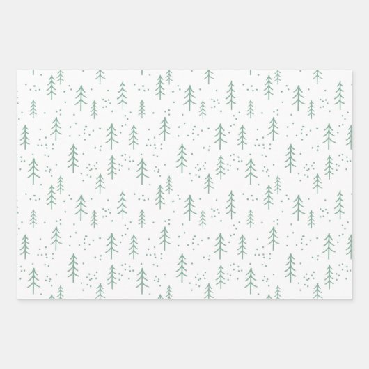 Kerst Groene White Wrapping Paper Set van 3 (Voorkant)