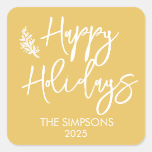 Kerst Groet Script Modern Minimalistisch Vierkante Sticker