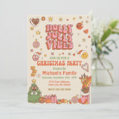 Kerst Groovy Party 70s Uitnodiging (Staand voorkant)