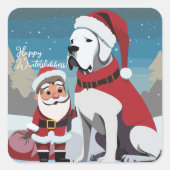 Kerst Grote Deen Square Sticker (Voorkant)