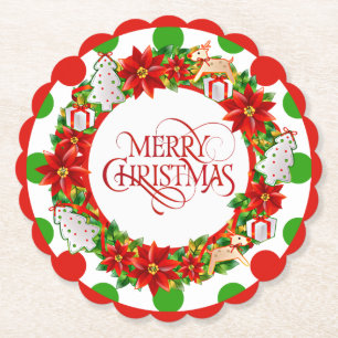 Kerst Grote Polka Dot Patroon Papier Onderzetter