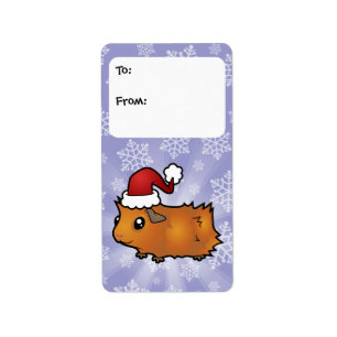 Kerst Guinee Varken Gift Labels (scruffy)