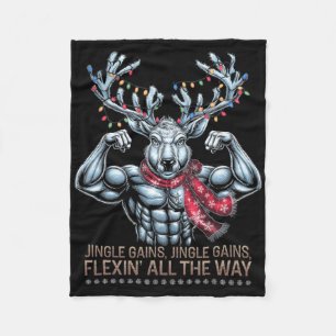 Kerst Gym Workout Rendier Gains Flexing Alle T Fleece Deken