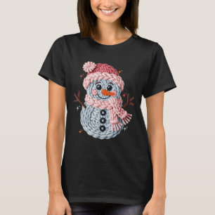 Kerst Haak Nep Garens Haak Sneeuwman Grappig T-shirt