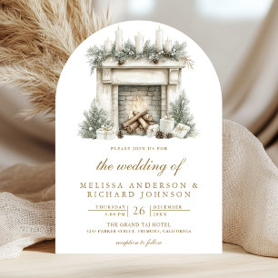 Kerst Haardplaats Boog Foto QR Code Boog Bruiloft Kaart