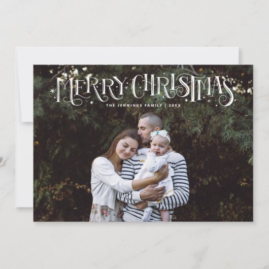 Kerst hand belettering op de bovenste familie foto aankondiging (Voorkant)