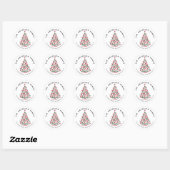 Kerst hand getekend Pine tree adreslabel Ronde Sticker (Vel)