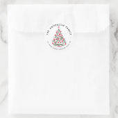Kerst hand getekend Pine tree adreslabel Ronde Sticker (Tas)