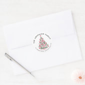 Kerst hand getekend Pine tree adreslabel Ronde Sticker (Envelop)