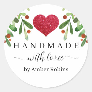 Kerst Handgemaakt met Liefde Ronde Sticker