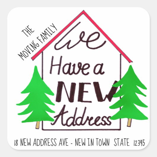 Kerst handgeschreven envelopzegel vierkante sticker (Voorkant)