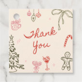 Kerst Handgetekende Bruidsdouche  Bedankjes Labels (Voorkant)