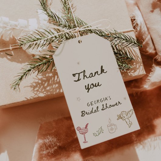 Kerst Handgetekende Bruidsmeisje Feest Cadeaulabel