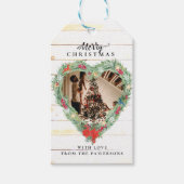 Kerst Hart Foto Rustiek Hout Gift Label Cadeaulabel (Voorkant)