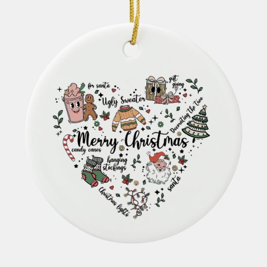 Kerst Hart Ornament, Vrolijk Kerst Ornament (Voorkant)