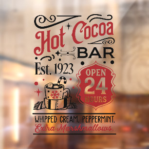 Kerst heet cacao bar woord kunst raamsticker