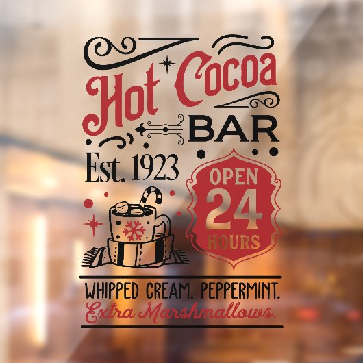 Kerst heet cacao bar woord kunst raamsticker (Vel 2)