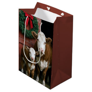 Kerst Hereford Koe en Kalf Medium Cadeauzakje