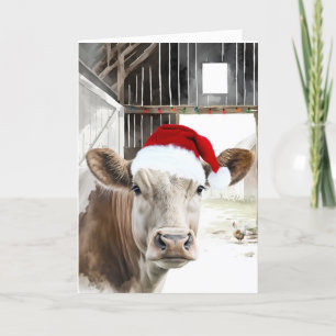Kerst Hereford Koe in een schuur Kaart