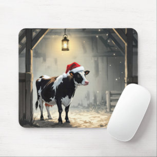 Kerst Hereford Koe in Schuur Deuropening Muismat