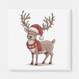 Kerst hert dier rendier kerstman hoed Kerstmis Magneet