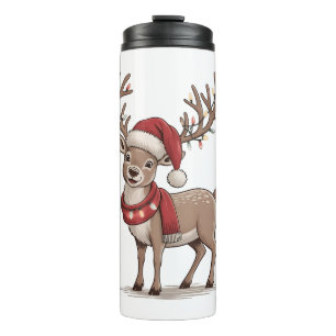 Kerst hert dier rendier kerstman hoed Kerstmis Thermosbeker