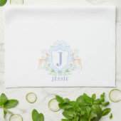 Kerst hert kam monogram met naam theedoek (Gevouwen)