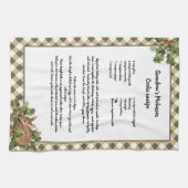Kerst Herten Heilig Recept Keepsake Beige Plaid Theedoek (Horizontaal)