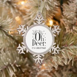 Kerst herten illustratie sneeuwvlok ornament
