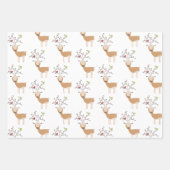 Kerst herten met vogels inpakpapier vel (Voorkant 3)