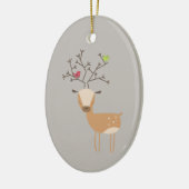 Kerst herten met vogels keramisch ornament (Links)