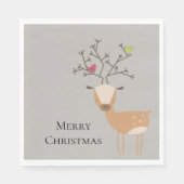 Kerst herten met vogels servet (Voorkant)