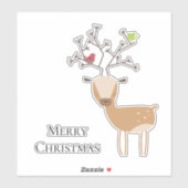 Kerst herten met vogels sticker (Vel)