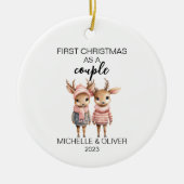 Kerst Herten Paar Gepersonaliseerd Keramisch Ornament (Voorkant)