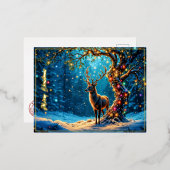 Kerst herten sneeuw kleurrijk glitters glans folie uitnodiging briefkaart (Voorkant / Achterkant)