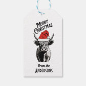Kerst Highland Koe met Santa Hat Cadeaulabel (Achterkant)