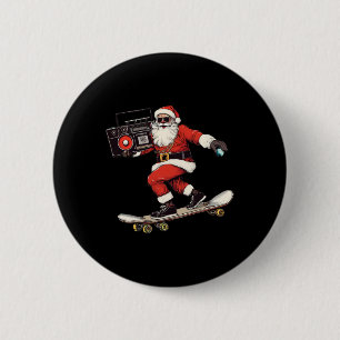Kerst Hip Hop Kerstman Skateboarden Met B Ronde Button 5,7 Cm