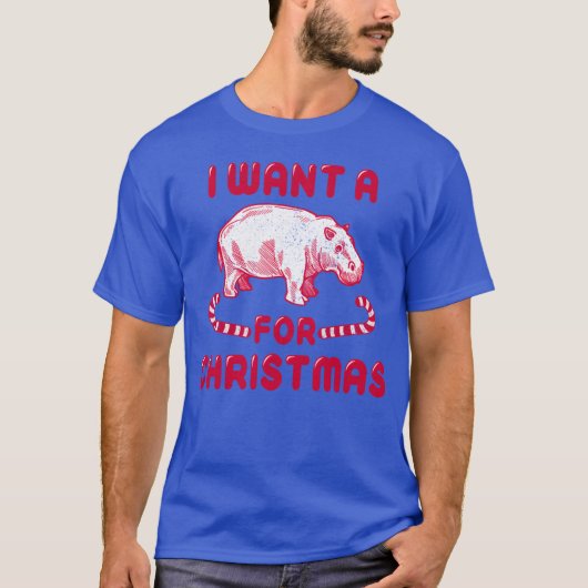 Kerst Hippo  Retro Kerstvriend T-shirt (Voorkant)