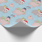Kerst Hippopotamus Pattern Cadeaupapier (Hoek)