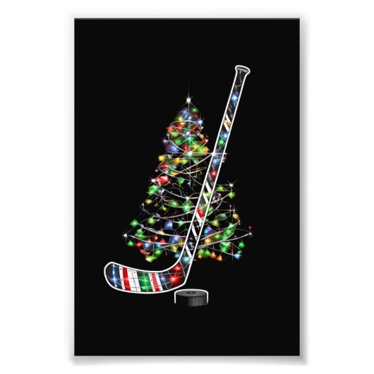 Kerst Hockey Sport Bal Santa Hoed Xmas Foto Afdruk (Voorkant)