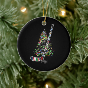 Kerst Hockey Sport Bal Santa Hoed Xmas Keramisch Ornament