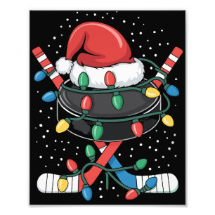 Kerst Hockey Xmas Kerstman Sport Hoed Bal Foto Afdruk