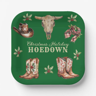 Kerst Hoedown Cowboylaarzen Schedel Vakantie Papieren Bordje