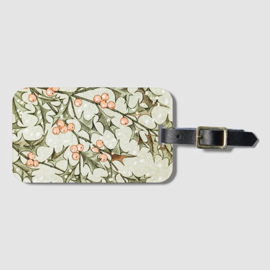 Kerst Holly  Antiek Groet Bagagelabel (Voorkant (horizontaal))