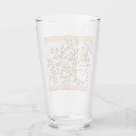 Kerst Holly Antiek Groet Glas (Achterkant)