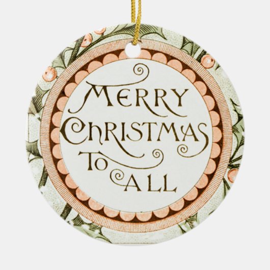 Kerst Holly  Antiek Groet Keramisch Ornament (Voorkant)