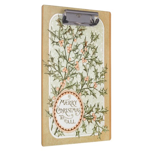 Kerst Holly Antiek Groet Klembord (Rechts)