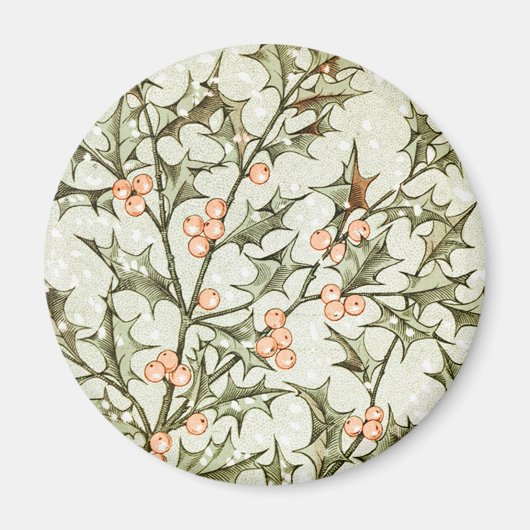 Kerst Holly Antiek Groet Magneet (Voorkant)